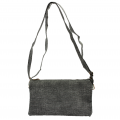 10015- GREY PU LEATHER TRI POCKET CLUTCH / CROSS BODY BAG